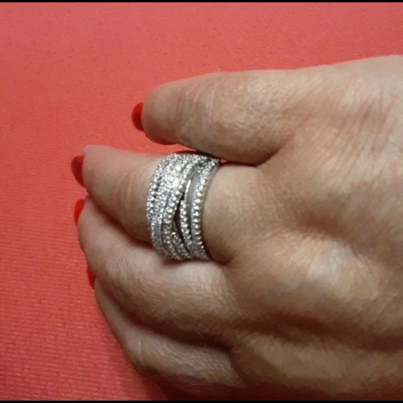 Restock-New 925 Sterling Silver Interweave Diamond ring - Picture 6 of 9